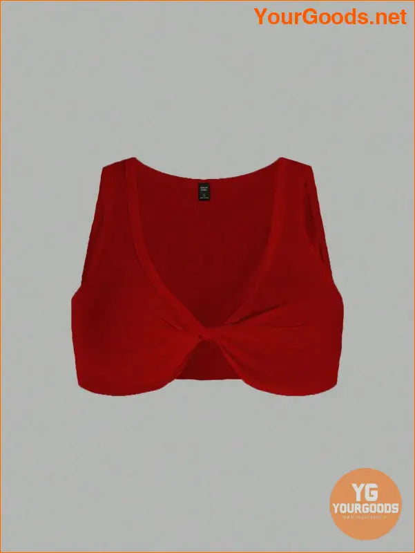 YOURGOODS Womens Summer Solid Twist Front Crop Top - YourGoods Online Shop