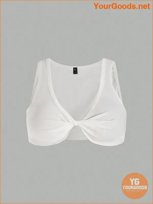 YOURGOODS Womens Summer Solid Twist Front Crop Top - YourGoods Online Shop