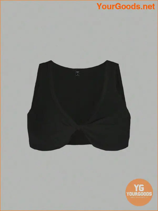 YOURGOODS Womens Summer Solid Twist Front Crop Top - YourGoods Online Shop