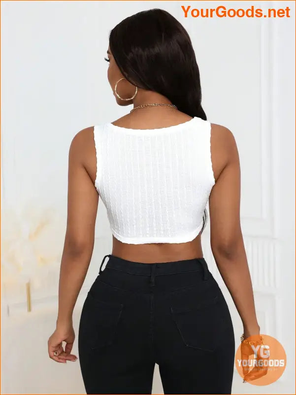 YOURGOODS Womens Summer Solid Twist Front Crop Top - YourGoods Online Shop