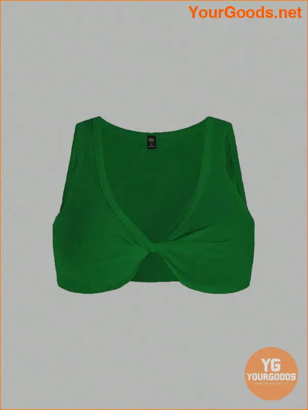 YOURGOODS Womens Summer Solid Twist Front Crop Top - YourGoods Online Shop