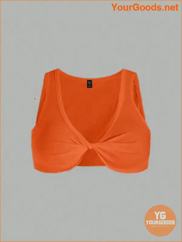 YOURGOODS Womens Summer Solid Twist Front Crop Top - YourGoods Online Shop