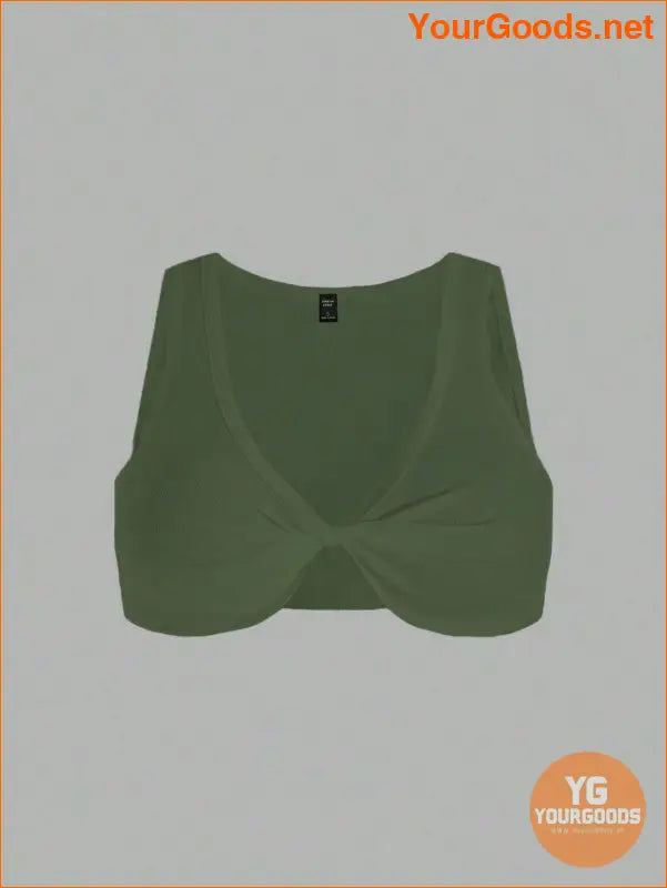 YOURGOODS Womens Summer Solid Twist Front Crop Top - YourGoods Online Shop