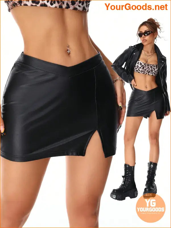 YOURGOODS Womens Y2K Leather Mini Skirt - YourGoods Online Shop