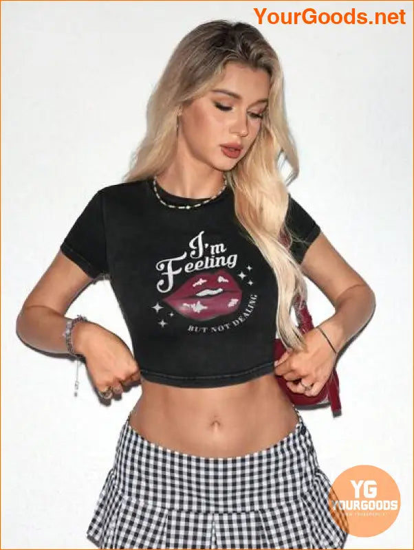 YOURGOODS Womens Y2K Margarita Print Crop Top - YourGoods Online Shop