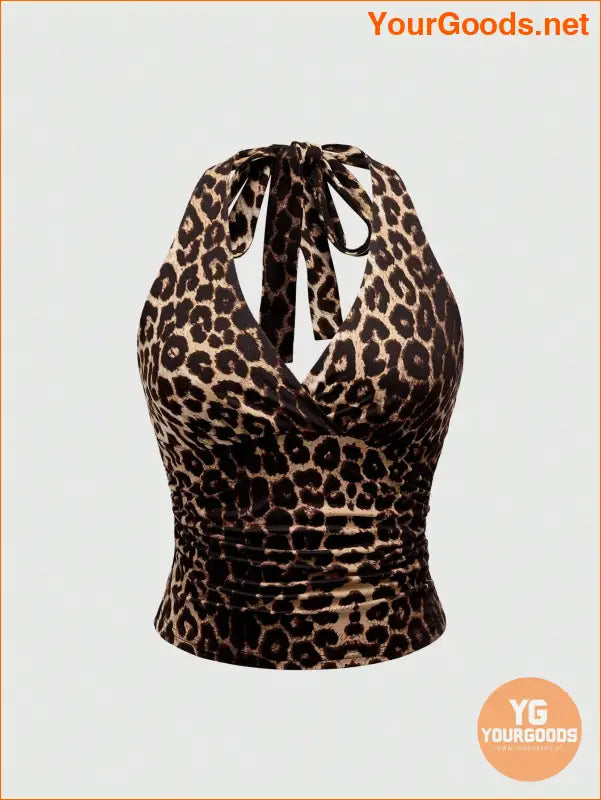 YOURGOODS Y2K Leopard Print Grunge Halter Top - YourGoods Online Shop