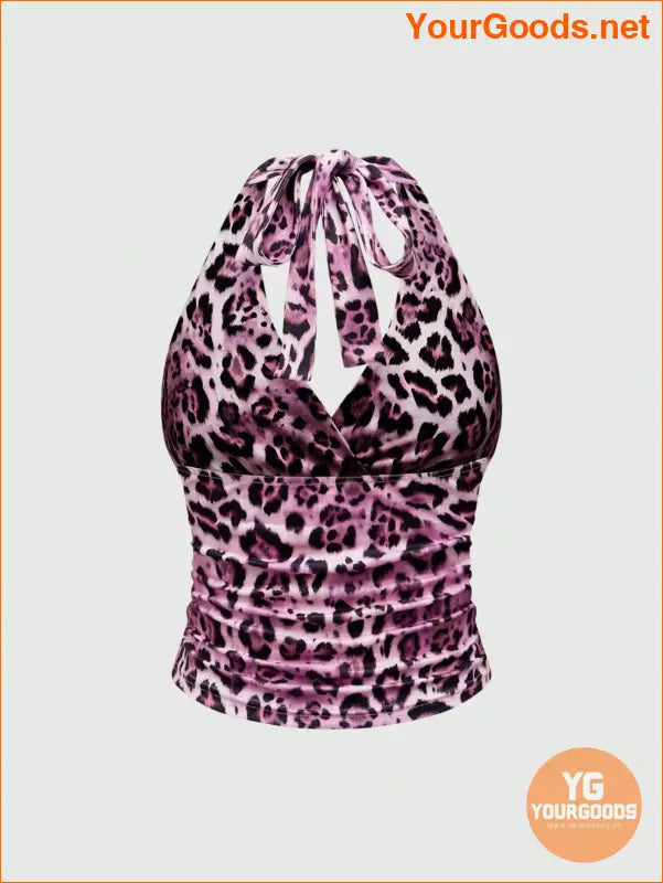 YOURGOODS Y2K Leopard Print Grunge Halter Top - YourGoods Online Shop