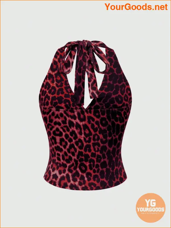 YOURGOODS Y2K Leopard Print Grunge Halter Top - YourGoods Online Shop