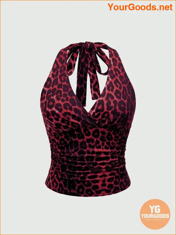 YOURGOODS Y2K Leopard Print Grunge Halter Top - YourGoods Online Shop