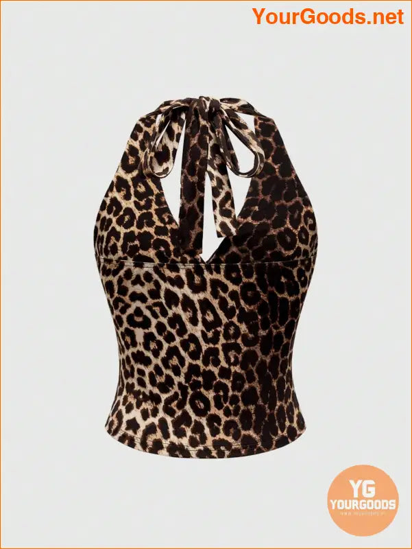 YOURGOODS Y2K Leopard Print Grunge Halter Top - YourGoods Online Shop