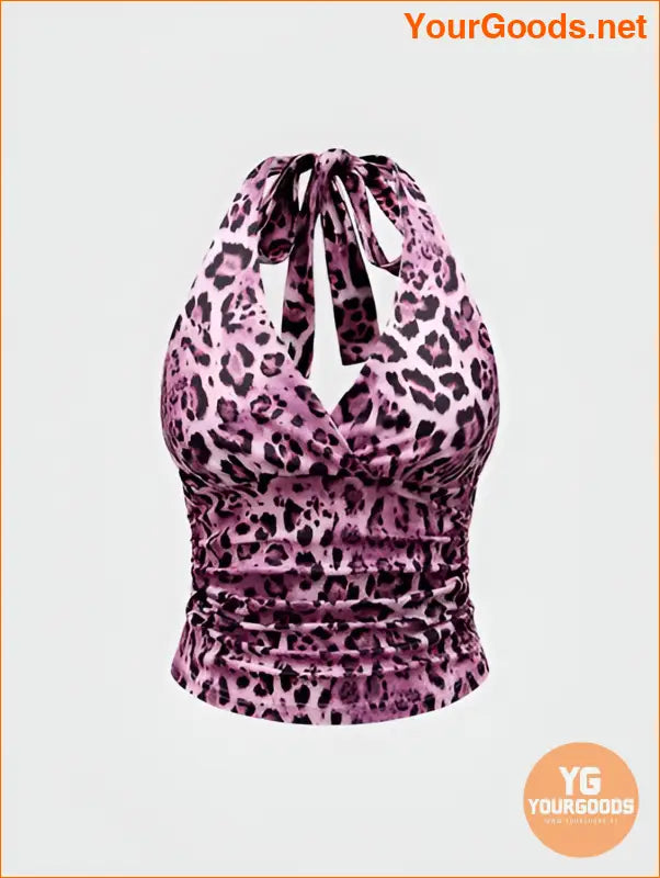 YOURGOODS Y2K Leopard Print Grunge Halter Top - YourGoods Online Shop