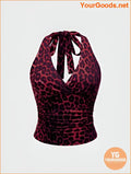 YOURGOODS Y2K Leopard Print Grunge Halter Top - YourGoods Online Shop