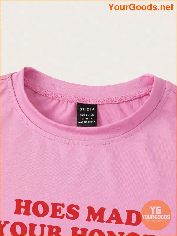 YOURGOODS Y2K Pink Slogan Cropped TShirt - YourGoods Online Shop