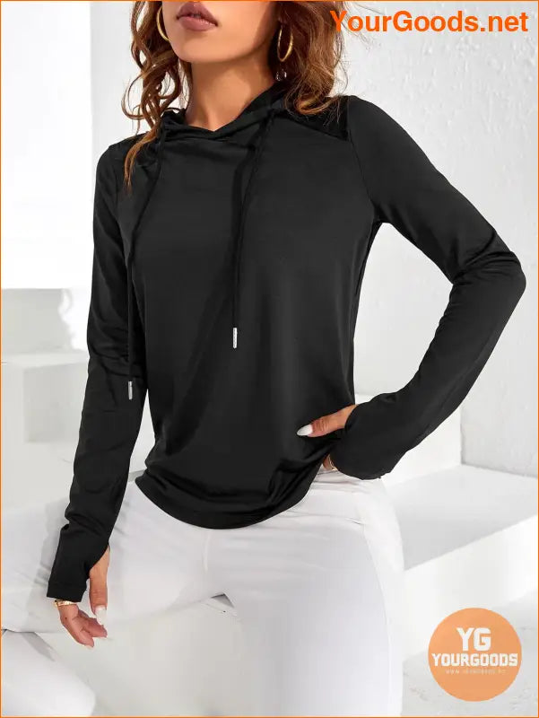 YOURGOODS Yoga Basic Drawstring Hooded Sports Sweatshirt - YourGoods Online Shop