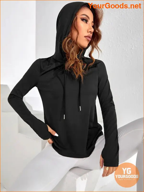 YOURGOODS Yoga Basic Drawstring Hooded Sports Sweatshirt - YourGoods Online Shop