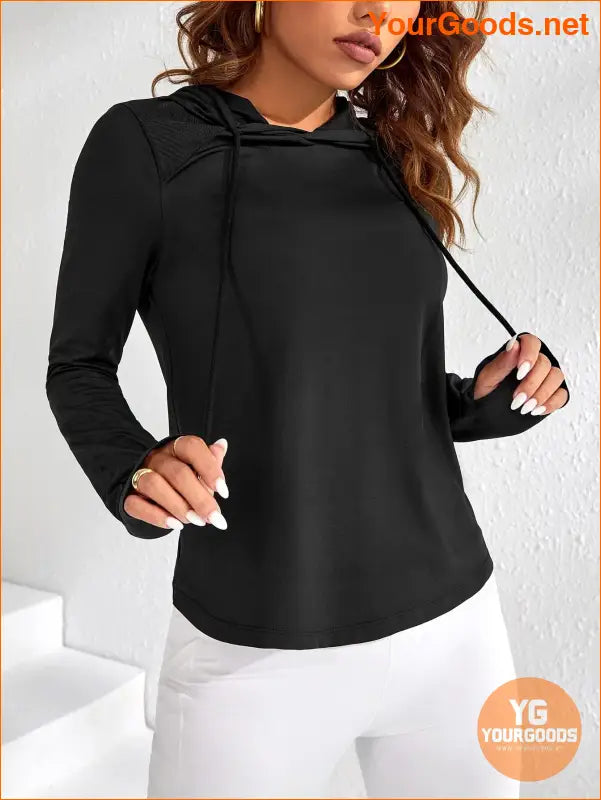 YOURGOODS Yoga Basic Drawstring Hooded Sports Sweatshirt - YourGoods Online Shop