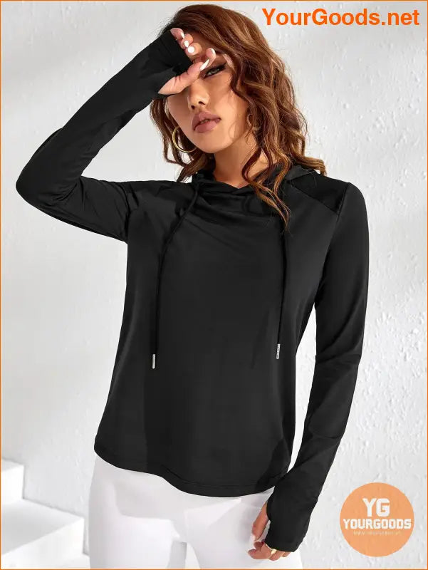 YOURGOODS Yoga Basic Drawstring Hooded Sports Sweatshirt - YourGoods Online Shop