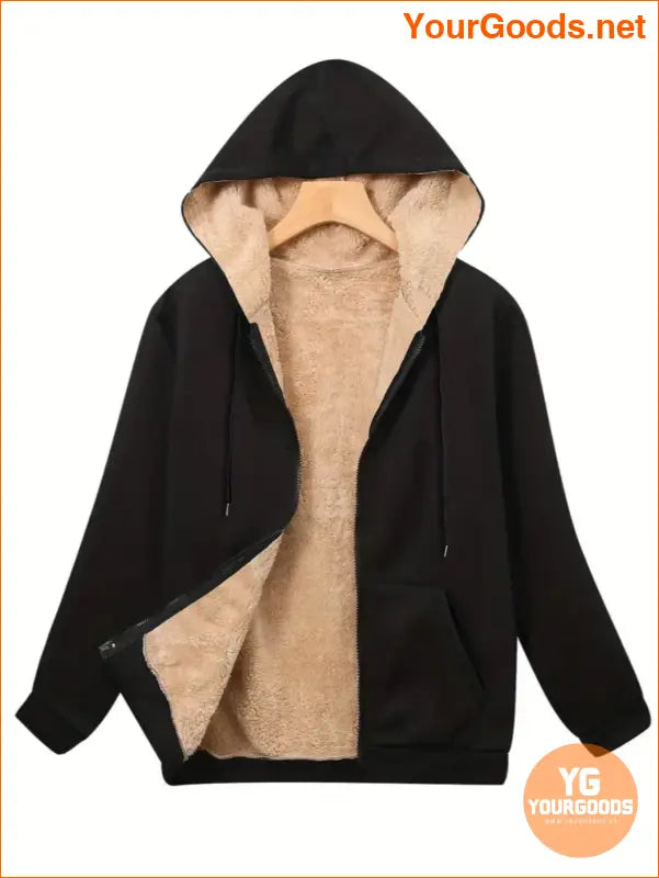 YOURGOODS Zipper-front Hooded Fleece Sweatshirt - YourGoods Online Shop