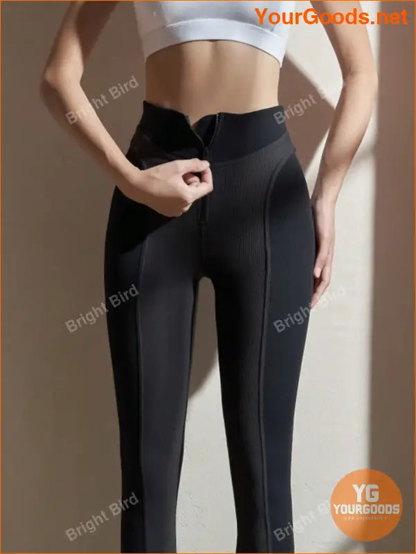 YourGoods Zipper Tummy Control Peach Lift Yoga Pants - YourGoods Online Shop