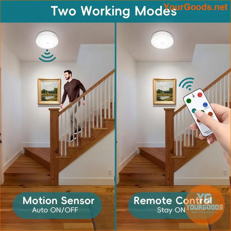 Yurnero 2Pack Motion Sensor Ceiling Lights w Remote - YourGoods Online Shop